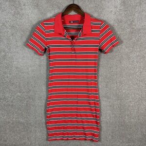 Zara Dress Womens Small Red Striped Polo Shirt Bodycon Mini Knit Short Sleeve